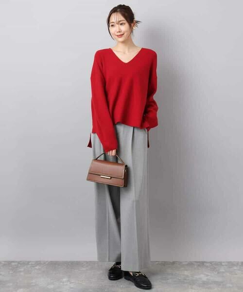 MK MICHEL KLEIN / エムケーミッシェルクラン ニット・セーター | 片畦編みVネックニット/洗える | 詳細25