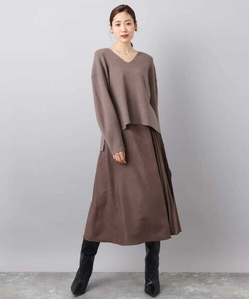 MK MICHEL KLEIN / エムケーミッシェルクラン ニット・セーター | 片畦編みVネックニット/洗える | 詳細3