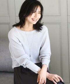 MK MICHEL KLEIN / エムケーミッシェルクラン ニット・セーター | ラメ入りドルマンスリーブ畦編みニット/洗える