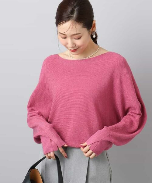 MK MICHEL KLEIN / エムケーミッシェルクラン ニット・セーター | ラメ入りドルマンスリーブ畦編みニット/洗える | 詳細1