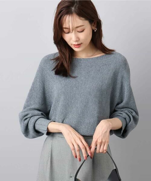 MK MICHEL KLEIN / エムケーミッシェルクラン ニット・セーター | ラメ入りドルマンスリーブ畦編みニット/洗える | 詳細10