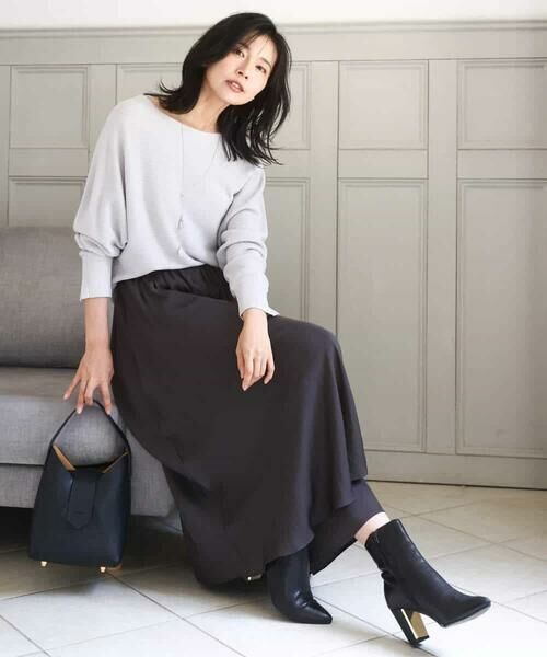 MK MICHEL KLEIN / エムケーミッシェルクラン ニット・セーター | ラメ入りドルマンスリーブ畦編みニット/洗える | 詳細25