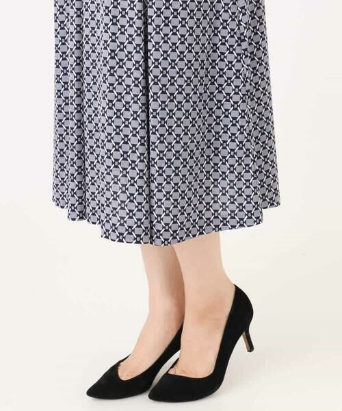 MK MICHEL KLEIN / エムケーミッシェルクラン ロング・マキシ丈スカート | スクエア幾何柄フレアースカート/洗える | 詳細17