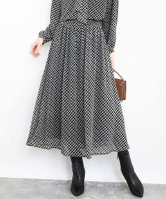 MK MICHEL KLEIN / エムケーミッシェルクラン ロング・マキシ丈スカート | チェック柄シフォンスカート/洗える