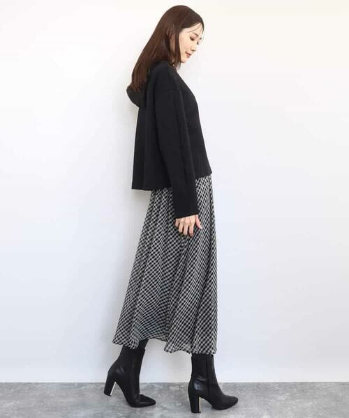 MK MICHEL KLEIN / エムケーミッシェルクラン ロング・マキシ丈スカート | チェック柄シフォンスカート/洗える | 詳細11