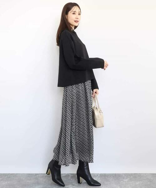 MK MICHEL KLEIN / エムケーミッシェルクラン ロング・マキシ丈スカート | チェック柄シフォンスカート/洗える | 詳細12