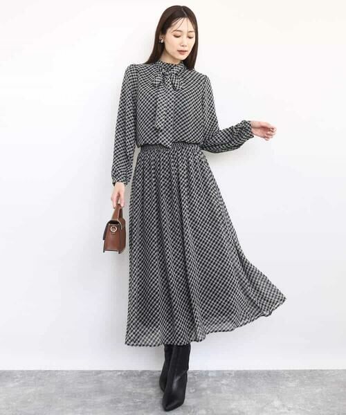 MK MICHEL KLEIN / エムケーミッシェルクラン ロング・マキシ丈スカート | チェック柄シフォンスカート/洗える | 詳細16