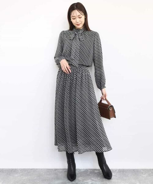 MK MICHEL KLEIN / エムケーミッシェルクラン ロング・マキシ丈スカート | チェック柄シフォンスカート/洗える | 詳細17