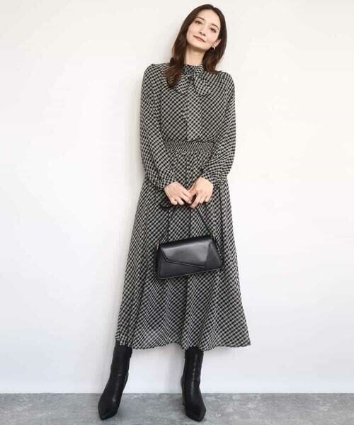 MK MICHEL KLEIN / エムケーミッシェルクラン ロング・マキシ丈スカート | チェック柄シフォンスカート/洗える | 詳細5