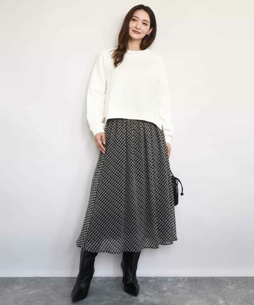 MK MICHEL KLEIN / エムケーミッシェルクラン ロング・マキシ丈スカート | チェック柄シフォンスカート/洗える | 詳細8