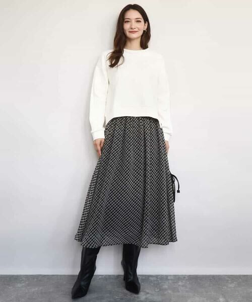 MK MICHEL KLEIN / エムケーミッシェルクラン ロング・マキシ丈スカート | チェック柄シフォンスカート/洗える | 詳細9