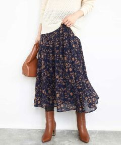 MK MICHEL KLEIN / エムケーミッシェルクラン ロング・マキシ丈スカート | レトロ花柄スカート/洗える