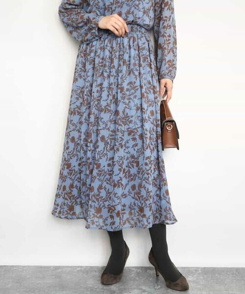 MK MICHEL KLEIN / エムケーミッシェルクラン ロング・マキシ丈スカート | レトロ花柄スカート/洗える | 詳細1