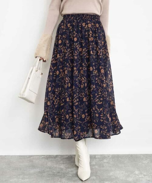 MK MICHEL KLEIN / エムケーミッシェルクラン ロング・マキシ丈スカート | レトロ花柄スカート/洗える | 詳細6
