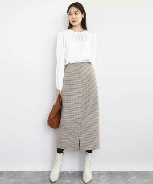 MK MICHEL KLEIN / エムケーミッシェルクラン ロング・マキシ丈スカート | ガンクラブチェック柄ナロースカート/洗える | 詳細14