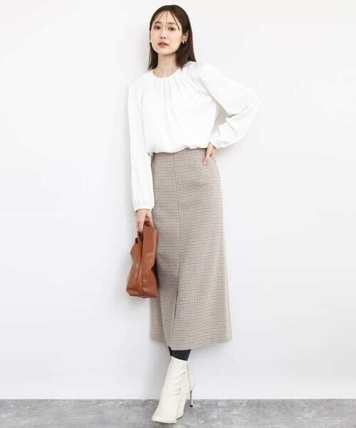 MK MICHEL KLEIN / エムケーミッシェルクラン ロング・マキシ丈スカート | ガンクラブチェック柄ナロースカート/洗える | 詳細15