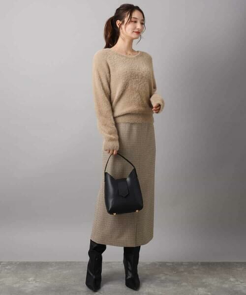 MK MICHEL KLEIN / エムケーミッシェルクラン ロング・マキシ丈スカート | ガンクラブチェック柄ナロースカート/洗える | 詳細28