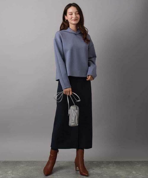 MK MICHEL KLEIN / エムケーミッシェルクラン ロング・マキシ丈スカート | ガンクラブチェック柄ナロースカート/洗える | 詳細4