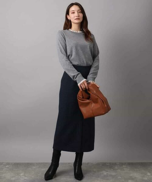 MK MICHEL KLEIN / エムケーミッシェルクラン ロング・マキシ丈スカート | ガンクラブチェック柄ナロースカート/洗える | 詳細5