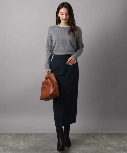 MK MICHEL KLEIN / エムケーミッシェルクラン ロング・マキシ丈スカート | ガンクラブチェック柄ナロースカート/洗える | 詳細6