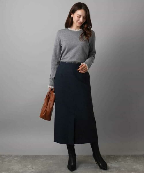 MK MICHEL KLEIN / エムケーミッシェルクラン ロング・マキシ丈スカート | ガンクラブチェック柄ナロースカート/洗える | 詳細7