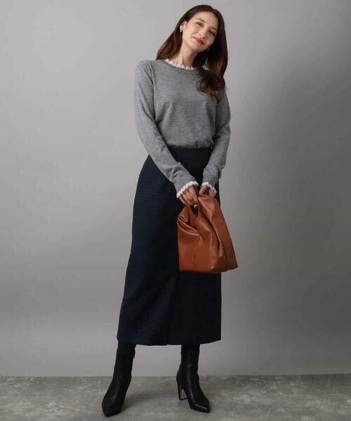 MK MICHEL KLEIN / エムケーミッシェルクラン ロング・マキシ丈スカート | ガンクラブチェック柄ナロースカート/洗える | 詳細8