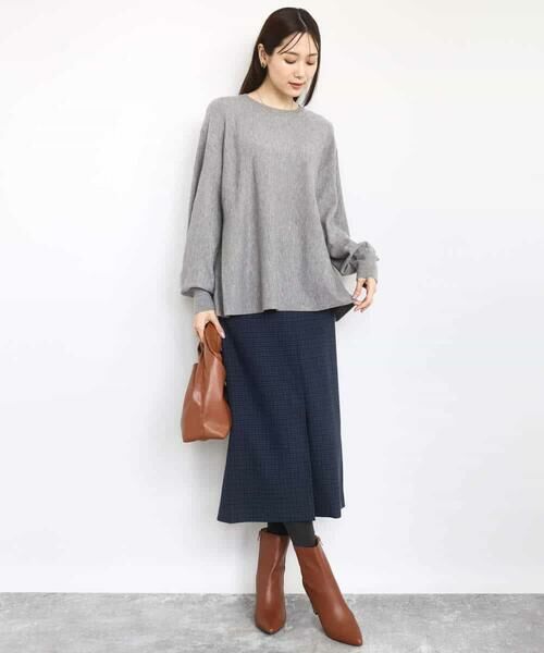 MK MICHEL KLEIN / エムケーミッシェルクラン ロング・マキシ丈スカート | ガンクラブチェック柄ナロースカート/洗える | 詳細9