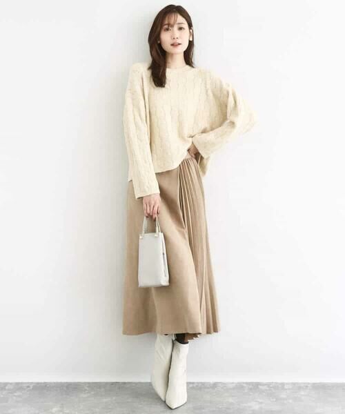 MK MICHEL KLEIN / エムケーミッシェルクラン ロング・マキシ丈スカート | 部分プリーツデザイン スウェードライクスカート/洗える | 詳細16