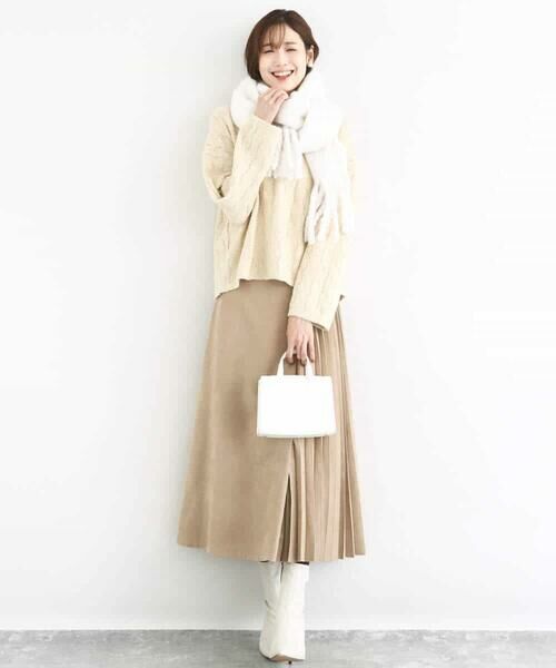 MK MICHEL KLEIN / エムケーミッシェルクラン ロング・マキシ丈スカート | 部分プリーツデザイン スウェードライクスカート/洗える | 詳細19