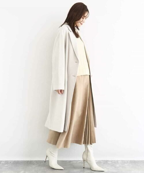 MK MICHEL KLEIN / エムケーミッシェルクラン ロング・マキシ丈スカート | 部分プリーツデザイン スウェードライクスカート/洗える | 詳細21