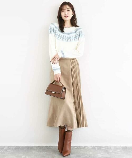 MK MICHEL KLEIN / エムケーミッシェルクラン ロング・マキシ丈スカート | 部分プリーツデザイン スウェードライクスカート/洗える | 詳細26