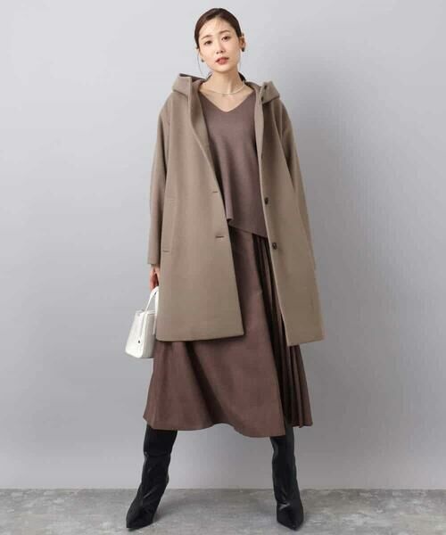 MK MICHEL KLEIN / エムケーミッシェルクラン ロング・マキシ丈スカート | 部分プリーツデザイン スウェードライクスカート/洗える | 詳細9