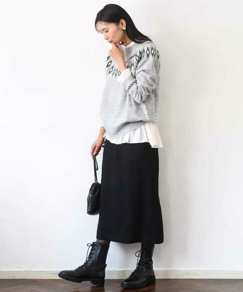 MK MICHEL KLEIN / エムケーミッシェルクラン ロング・マキシ丈スカート | ループネップツイードIラインスカート/洗える | 詳細23
