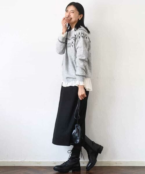 MK MICHEL KLEIN / エムケーミッシェルクラン ロング・マキシ丈スカート | ループネップツイードIラインスカート/洗える | 詳細25