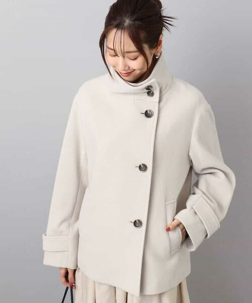 MK MICHEL KLEIN / エムケーミッシェルクラン その他アウター | [超軽量]エアリアルウール スタンドカラーショートコート | 詳細1