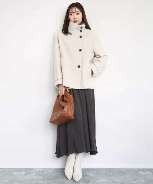 MK MICHEL KLEIN / エムケーミッシェルクラン その他アウター | [超軽量]エアリアルウール スタンドカラーショートコート | 詳細10