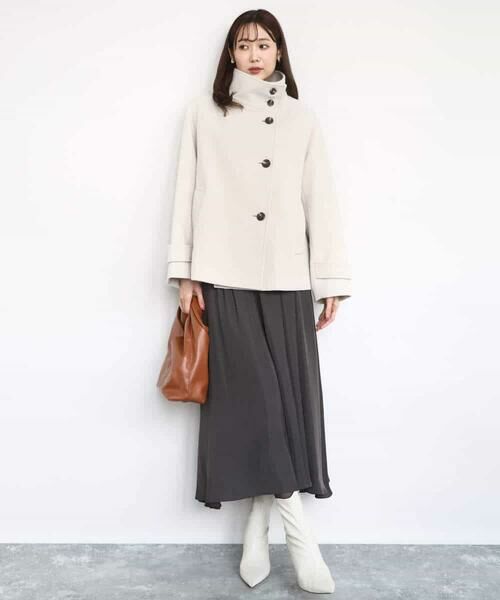 MK MICHEL KLEIN / エムケーミッシェルクラン その他アウター | [超軽量]エアリアルウール スタンドカラーショートコート | 詳細8