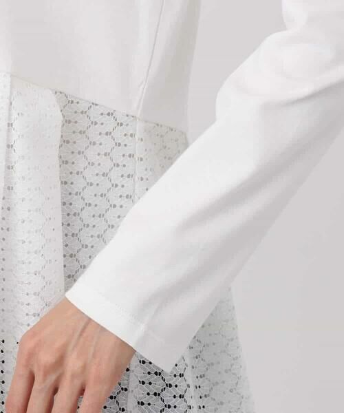 MK MICHEL KLEIN / エムケーミッシェルクラン カットソー | 幾何調レースデザイン ペプラムインナーカットソー/洗える | 詳細10