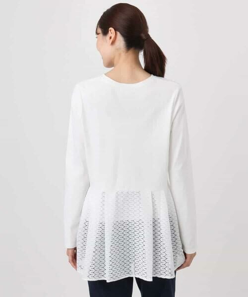 MK MICHEL KLEIN / エムケーミッシェルクラン カットソー | 幾何調レースデザイン ペプラムインナーカットソー/洗える | 詳細8