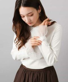 MK MICHEL KLEIN / エムケーミッシェルクラン カットソー | 袖口チュールデザイン インナーカットソー/洗える