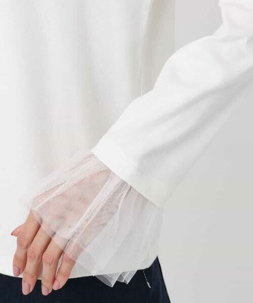 MK MICHEL KLEIN / エムケーミッシェルクラン カットソー | 袖口チュールデザイン インナーカットソー/洗える | 詳細15