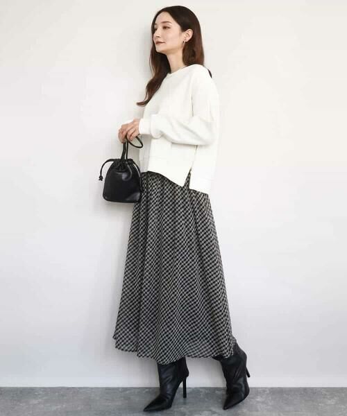 MK MICHEL KLEIN / エムケーミッシェルクラン カットソー | クロップド丈ダンボールプルオーバー/洗える | 詳細9