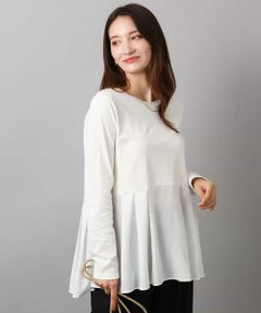 MK MICHEL KLEIN / エムケーミッシェルクラン カットソー | タックプリーツデザイン ペプラムインナーカットソー/洗える