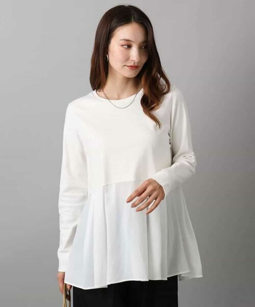 MK MICHEL KLEIN / エムケーミッシェルクラン カットソー | タックプリーツデザイン ペプラムインナーカットソー/洗える | 詳細1