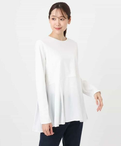 MK MICHEL KLEIN / エムケーミッシェルクラン カットソー | タックプリーツデザイン ペプラムインナーカットソー/洗える | 詳細8