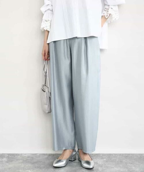 MK MICHEL KLEIN / エムケーミッシェルクラン その他パンツ | サテン地バレルパンツ/洗える | 詳細1