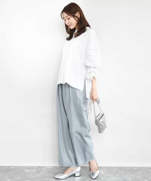 MK MICHEL KLEIN / エムケーミッシェルクラン その他パンツ | サテン地バレルパンツ/洗える | 詳細4