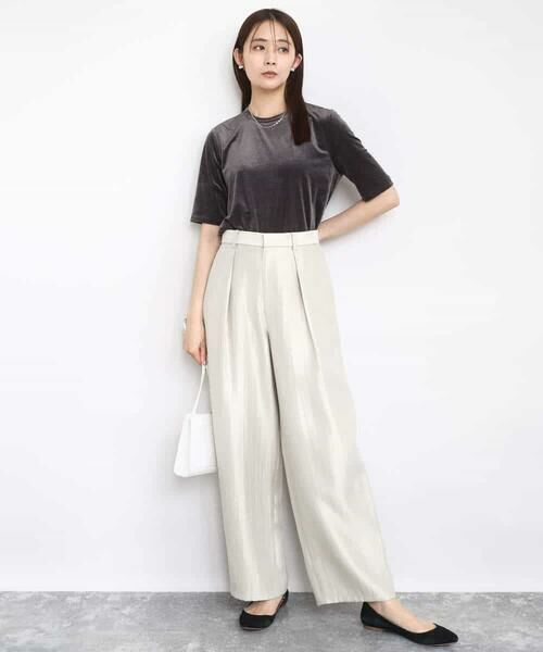 MK MICHEL KLEIN / エムケーミッシェルクラン その他パンツ | サテン地バレルパンツ/洗える | 詳細9