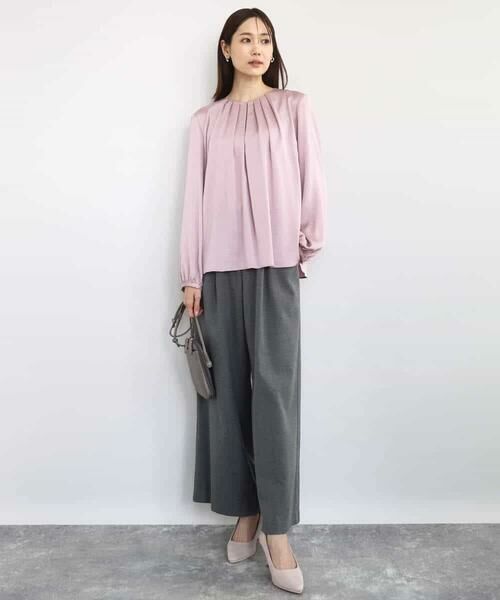 MK MICHEL KLEIN / エムケーミッシェルクラン チノ・ワークパンツ | 裏起毛ワイドストレートプルオンパンツ/洗える | 詳細10