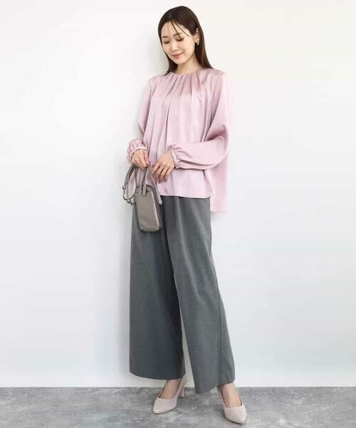 MK MICHEL KLEIN / エムケーミッシェルクラン チノ・ワークパンツ | 裏起毛ワイドストレートプルオンパンツ/洗える | 詳細11